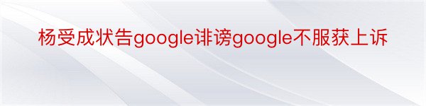 杨受成状告google诽谤google不服获上诉