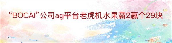 “BOCAI”公司ag平台老虎机水果霸2赢个29块