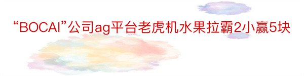 “BOCAI”公司ag平台老虎机水果拉霸2小赢5块