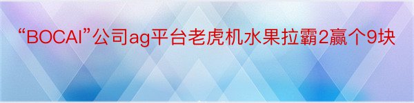 “BOCAI”公司ag平台老虎机水果拉霸2赢个9块